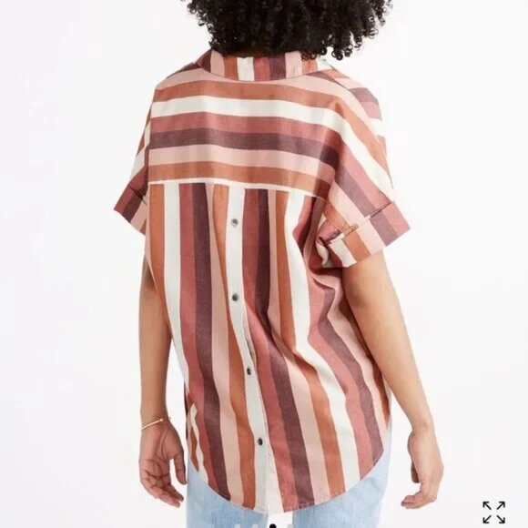 Madewell Courier Button-Back Shirt in Munson Stripe Size Medium - Picture 2 of 10